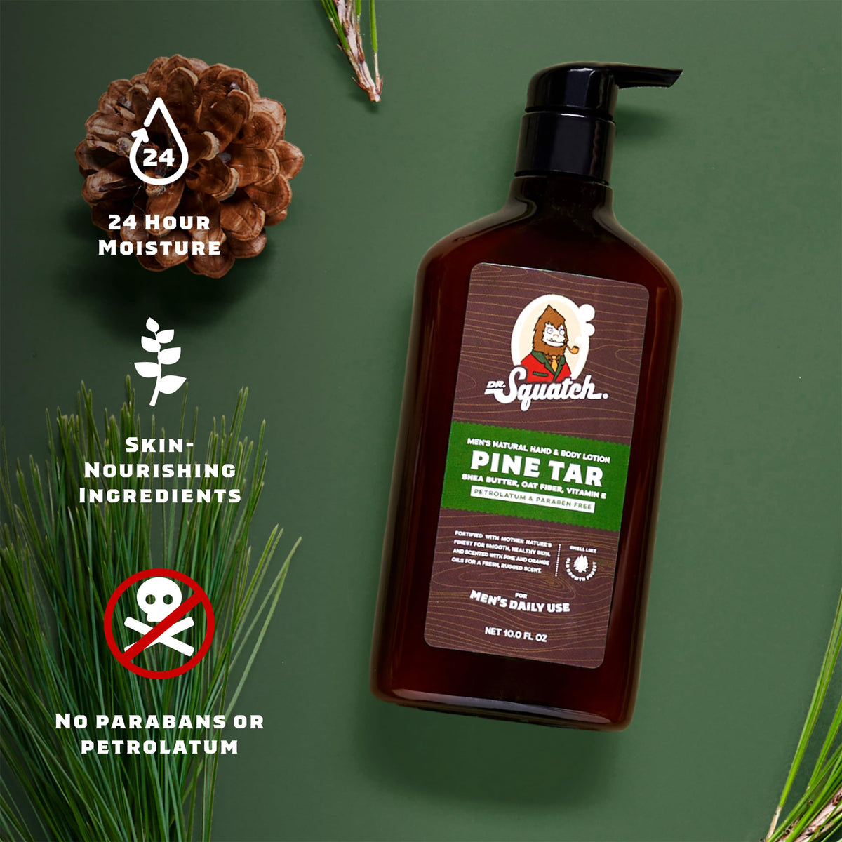 dr. squatch lotion texture close-up showing non-greasy absorbent formula benefit