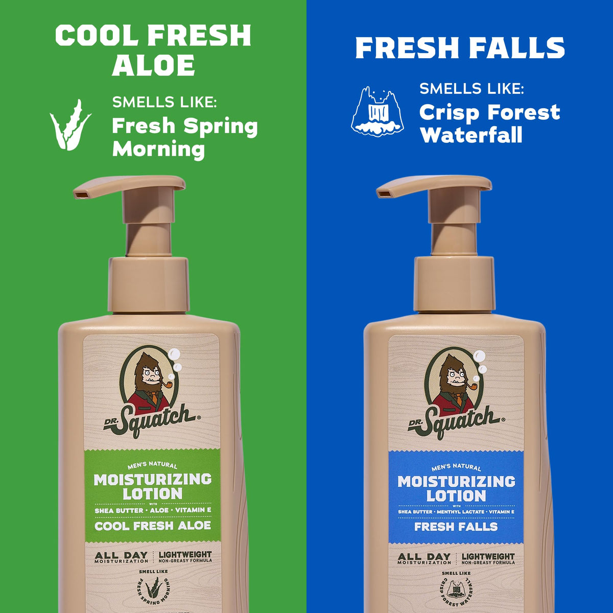 Dr. Squatch lotion texture close-up showing lightweight, non-greasy finish benefit