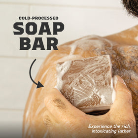 Dr. Squatch bar on bathroom shelf in lifestyle setting for elevated grooming routine