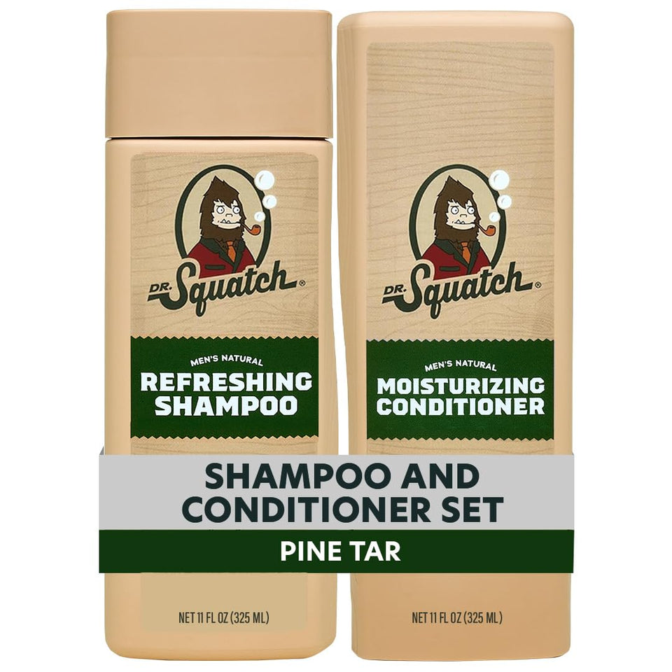 Dr. Squatch front packaging showing Pine Tar scent and natural benefits