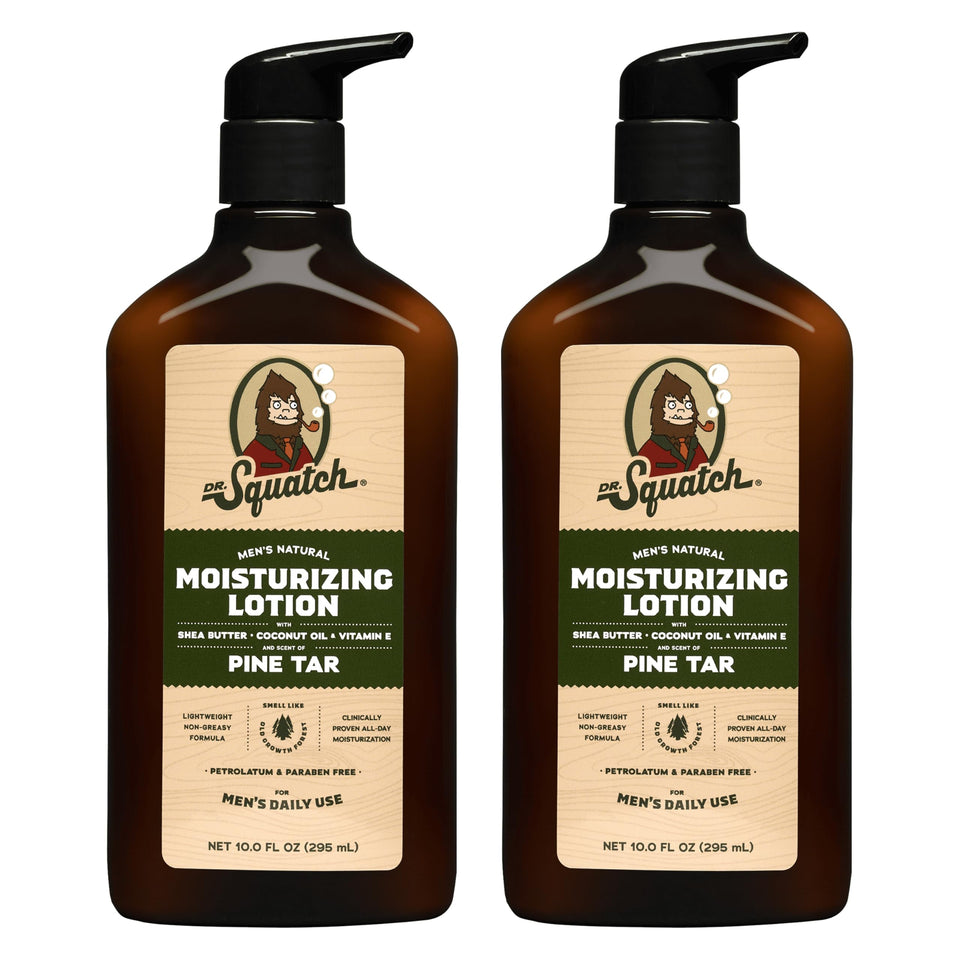 Dr. Squatch front packaging showing two-packs and pine tar branding for convenience