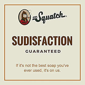 Dr. Squatch shampoo in shower scene conveying outdoorsy scent experience