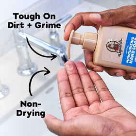 Dr. Squatch pump close-up demonstrating easy dispensing and controlled portioning benefit