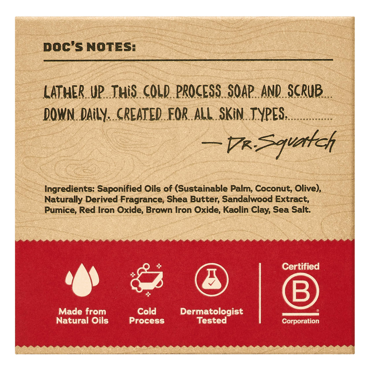 Dr. Squatch close-up of bar texture highlighting natural oils and clay benefit: rich creaminess
