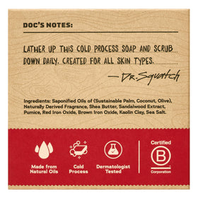 Dr. Squatch close-up of bar texture highlighting natural oils and clay benefit: rich creaminess