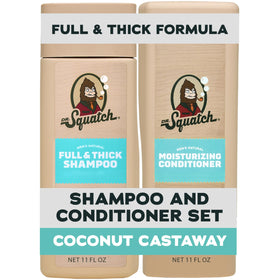 Dr. Squatch front packaging showing shampoo and conditioner, clear product presentation