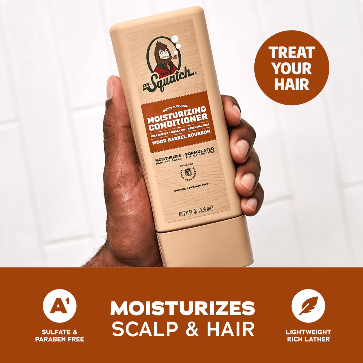 Dr. Squatch shampoo pouring to reveal gentle lather and non-stripping texture