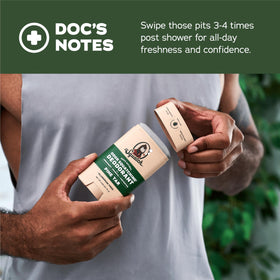 dr. squatch size scale hand holding soap to show realistic dimensions and travel convenience