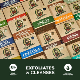 Dr. Squatch soap bar close-up texture showing natural oils and creamy lather benefits