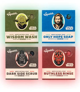 Dr. Squatch soap bar top design with character motif for collectible appeal