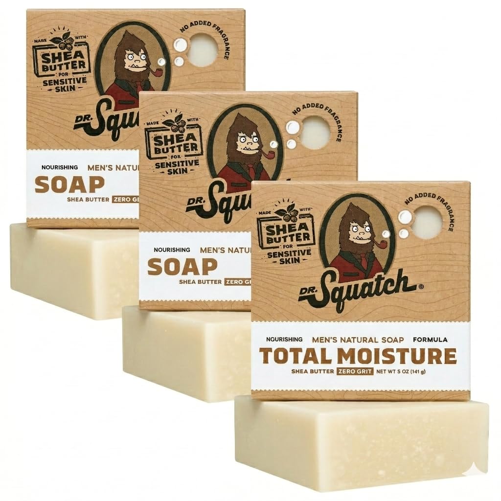 Dr. Squatch front packaging showing unscented moisture benefits