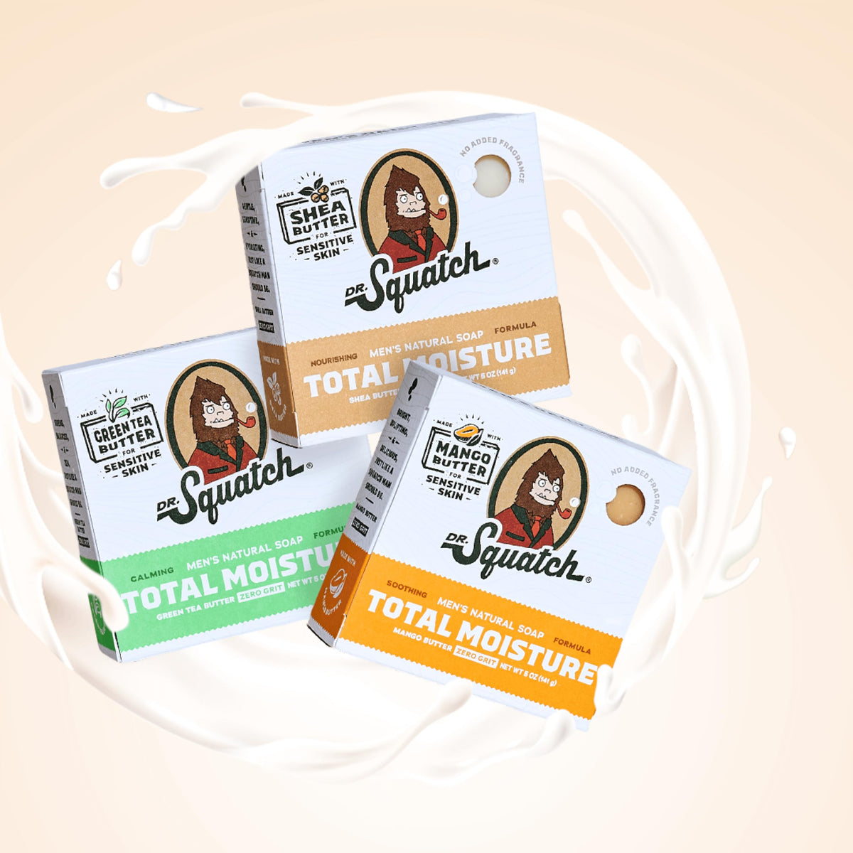 Dr. Squatch lather on skin illustrating gentle non-drying clean