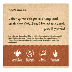 Dr. Squatch bar texture closeup highlighting creamy soap surface and natural oils for soft skin