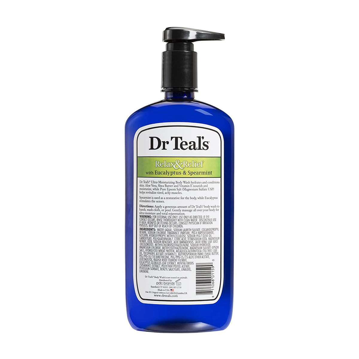 Dr Teal's back label listing ingredients and usage details for informed shoppers