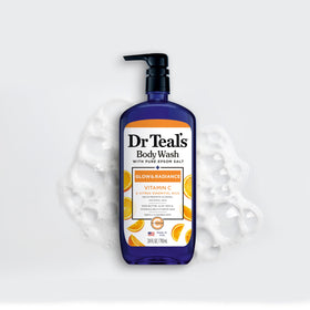 Dr Teal's lifestyle bathroom scene conveying uplifting citrus scent