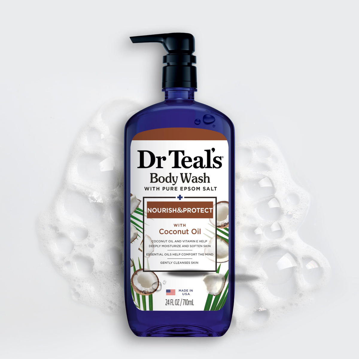 Dr Teal's pack of four bottles grouped for value and convenience