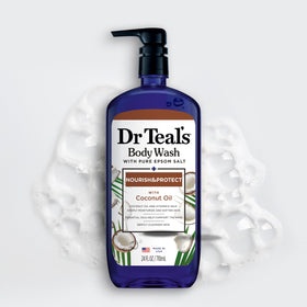 Dr Teal's pack of four bottles grouped for value and convenience