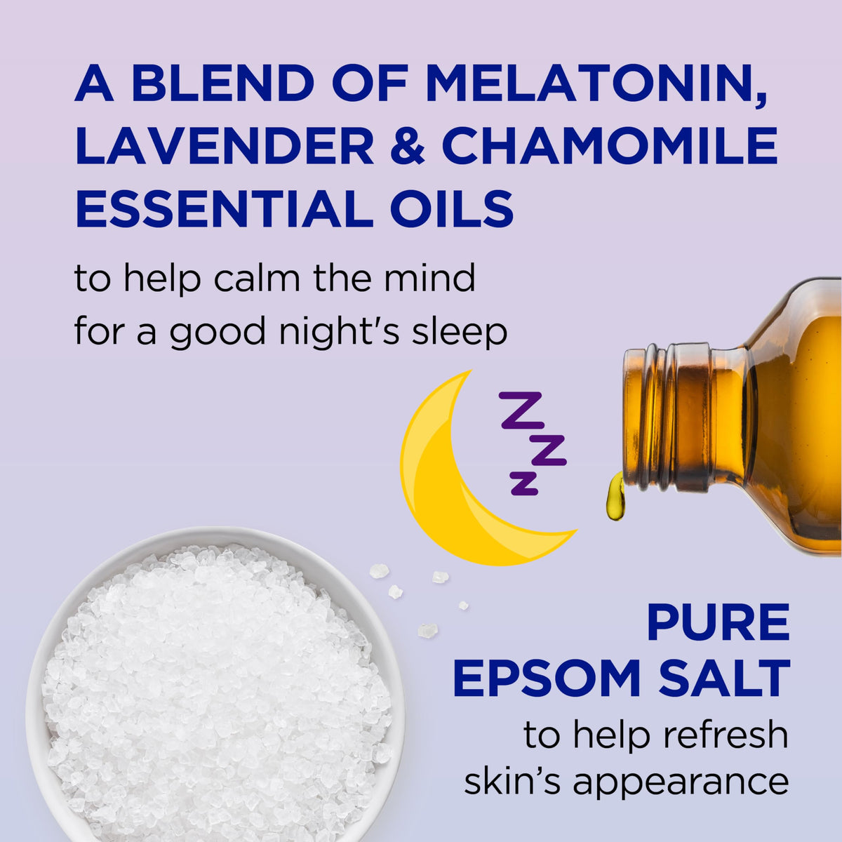 Dr Teal's bottle pump and label close-up highlighting melatonin and lavender benefits