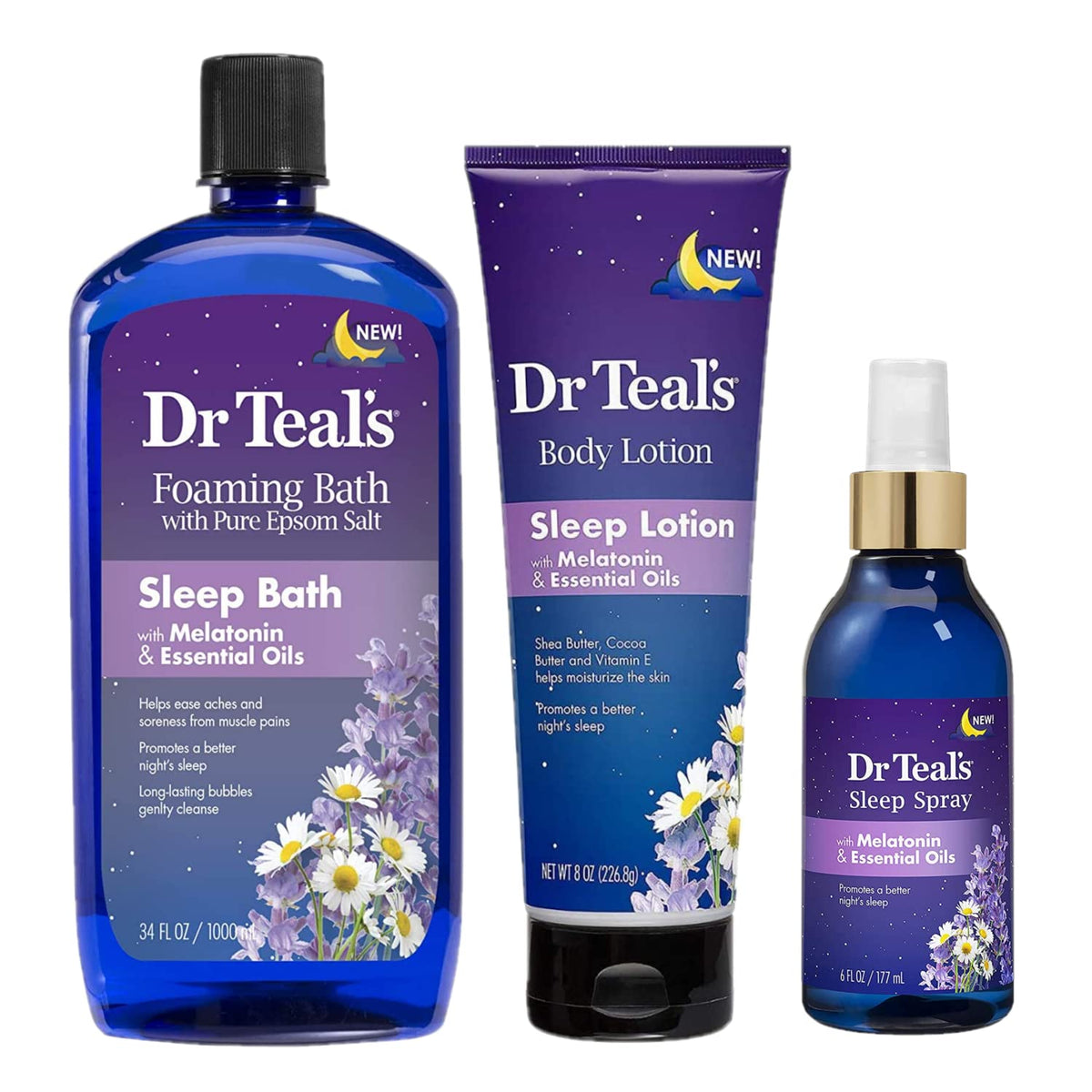Dr Teal's foaming bath front packaging showing lavender and relaxing benefit
