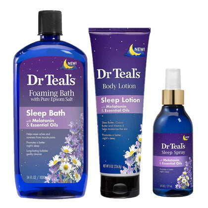 Dr Teal's foaming bath front packaging showing lavender and relaxing benefit