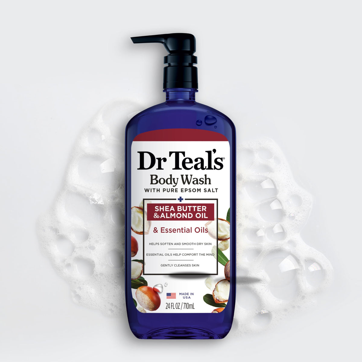 Dr Teal's four-pack stacked to show bulk supply and value for regular use