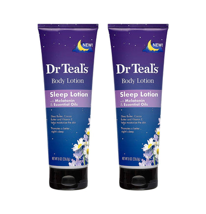 Dr Teal's front packaging showing two bottles and calming night scent benefit