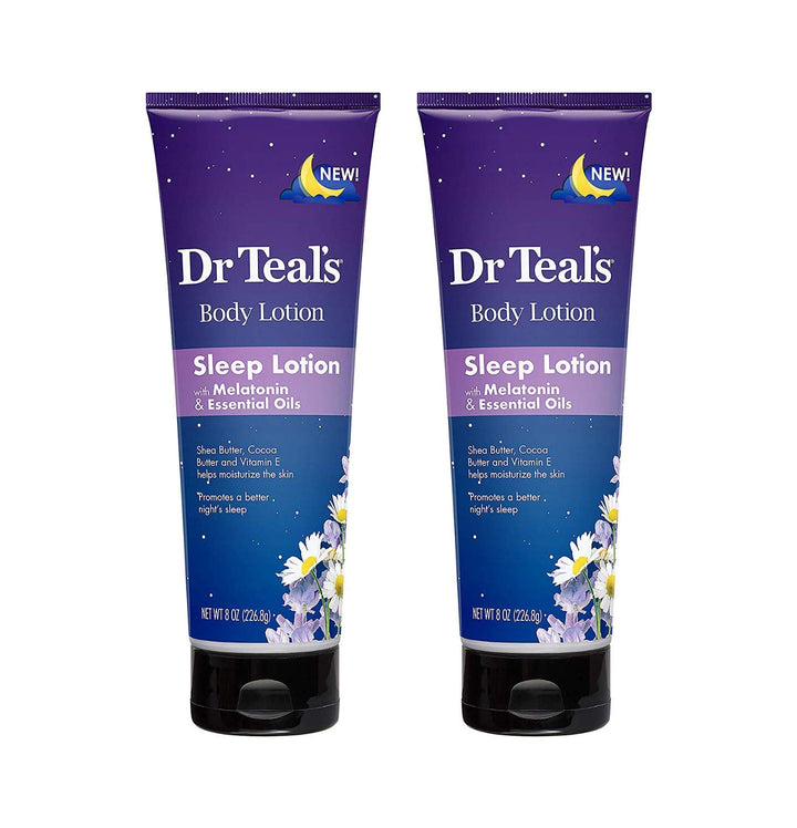 Dr Teal's front packaging showing two bottles and calming night scent benefit