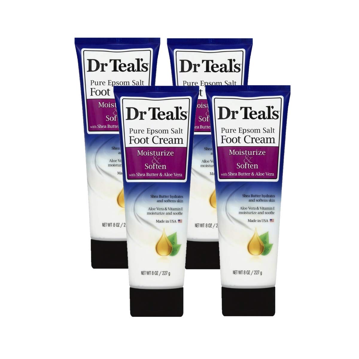 Dr Teal's front packaging showing four 8oz tubes and gift-ready convenience