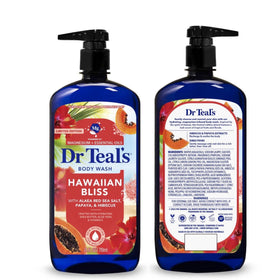 Dr Teal's papaya and hibiscus still life emphasizing tropical scent and uplifting aroma