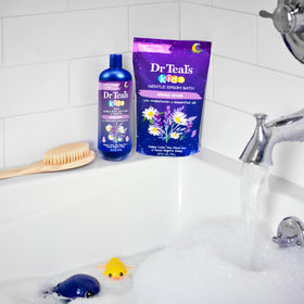 Dr Teal's product label close-up showing ingredients and transparency benefit