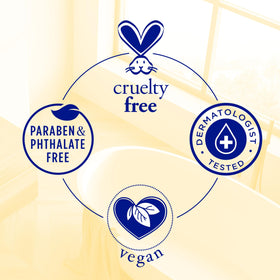 Dr Teal's lather on a pouf illustrating gentle cleansing and rich foam