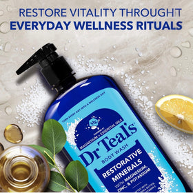 Dr Teal's creamy lather texture detail highlighting gentle cleansing and hydrating feel