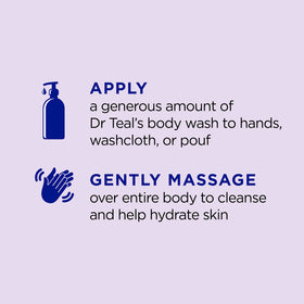 Dr Teal's creamy lather texture demonstrating gentle cleansing