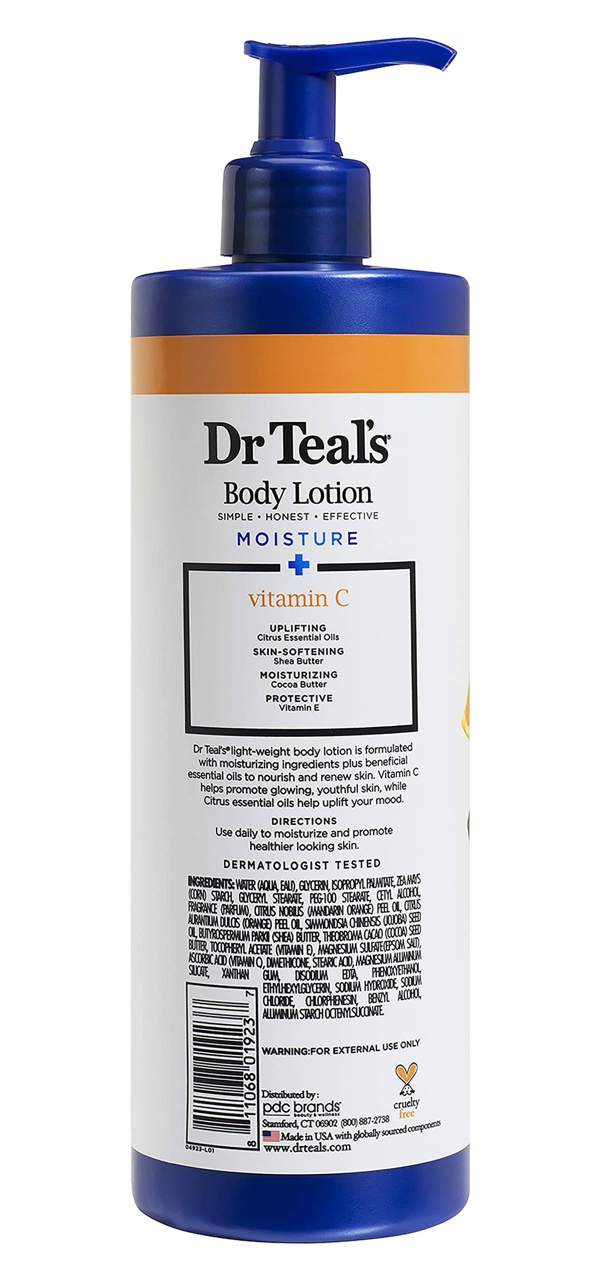 Dr Teal's lotion being pumped into hand demonstrating easy application and hydration