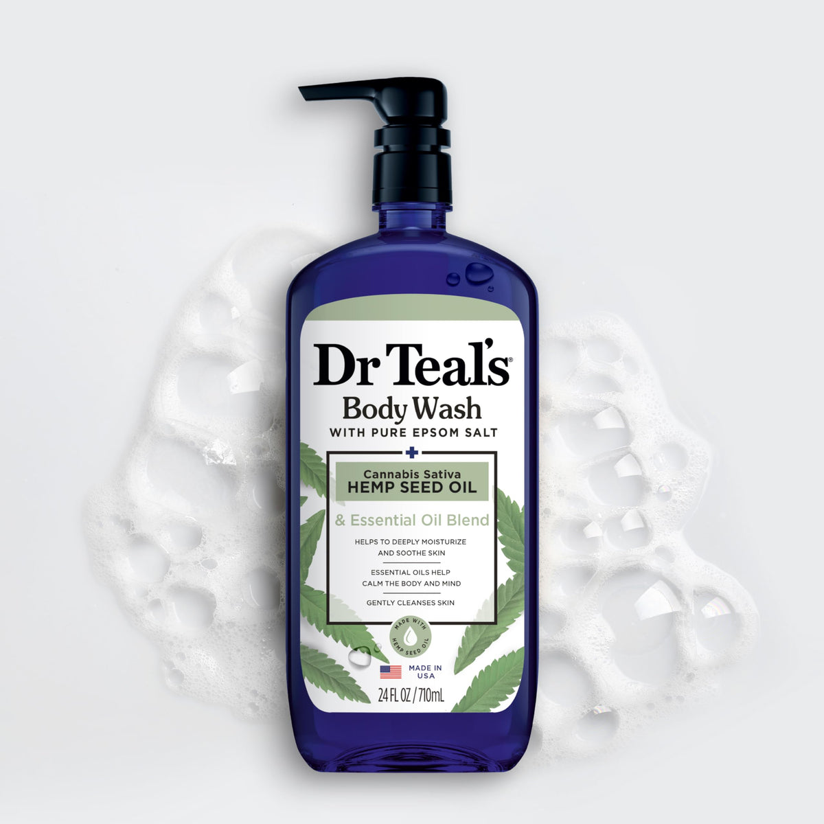 Dr Teal's scale size comparison showing 24 fl oz bottle volume clearly