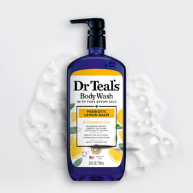 Dr Teal's shea butter and vitamin E display emphasizing deep hydration