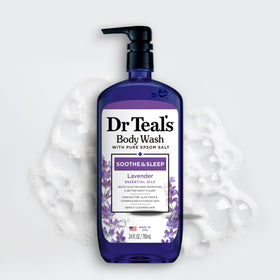 Dr Teal's 24 fl oz bottle beside common items showing size and value