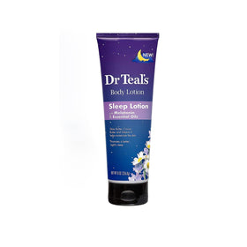 Dr Teal's sleep spray misting on a pillow to promote a calming bedtime atmosphere