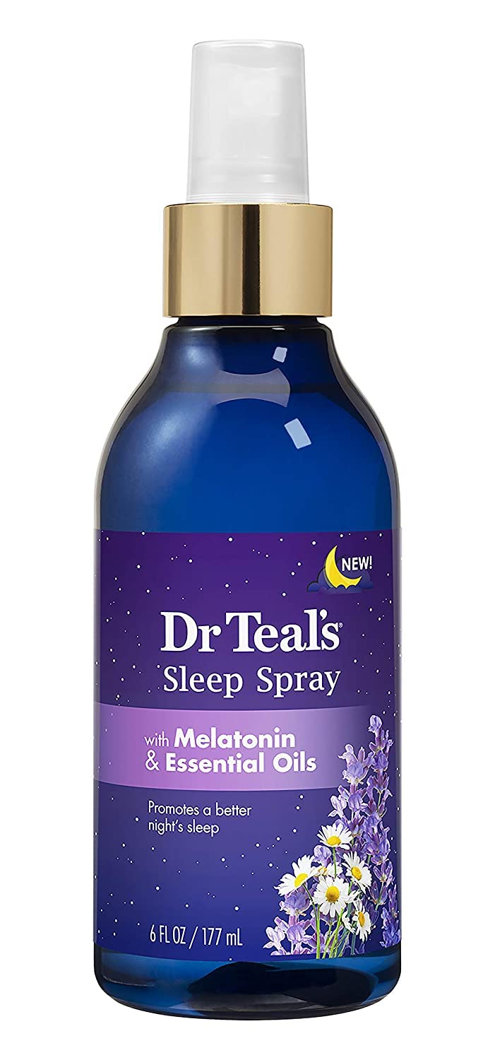 Dr Teal's three-piece set laid out to show included sizes and sleep routine benefits