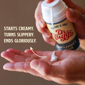 Dr. Tuggs lotion texture closeup highlighting smooth glide and consistency