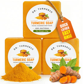 Dr. Turmeric front packaging showing three bars and benefits