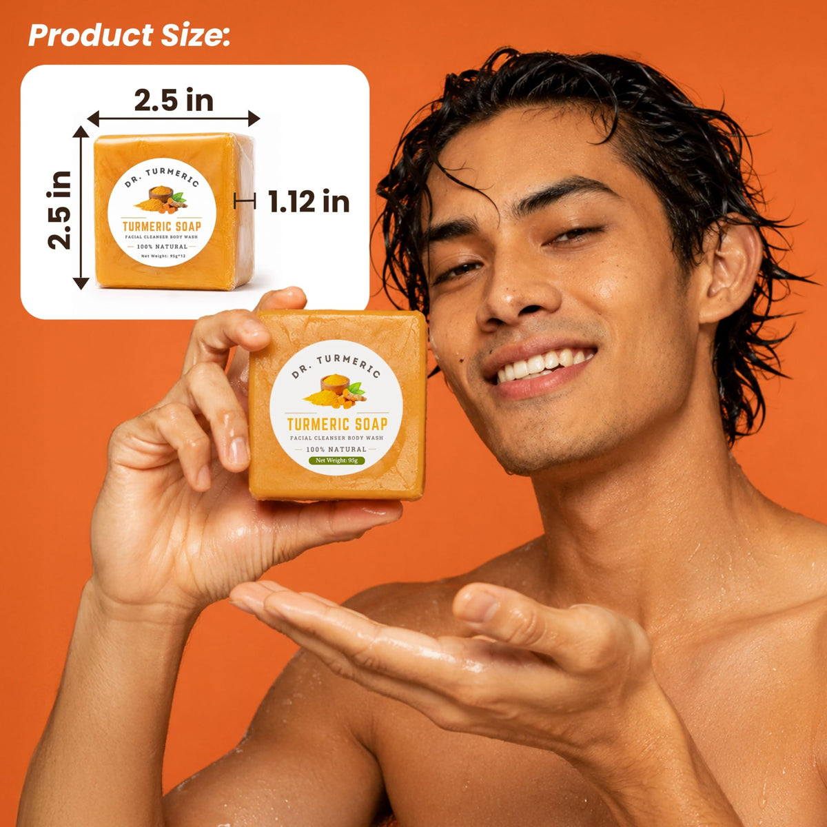 Dr. Turmeric label close-up highlighting vegan and moisturizing claims
