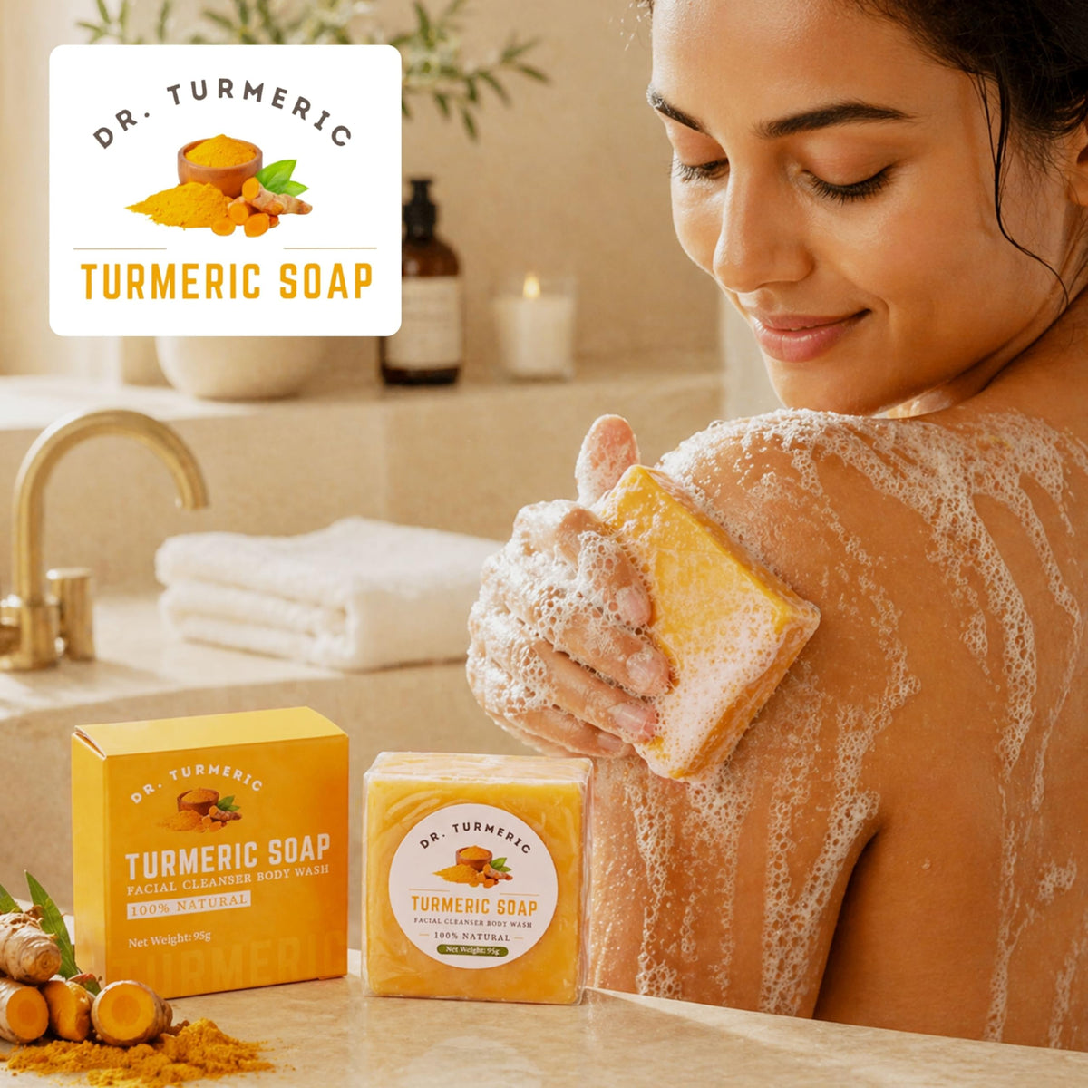 Dr. Turmeric three bars stacked to show quantity and design