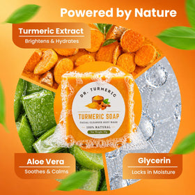 Dr. Turmeric person applying bar to face for gentle cleansing