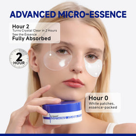 Dr Vincent patch applied under eye demonstrating no-slip wear benefit