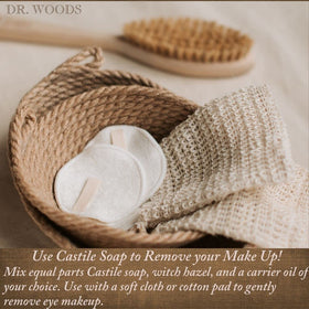 Dr. Woods soap placed in a clean bathroom setting illustrating daily use