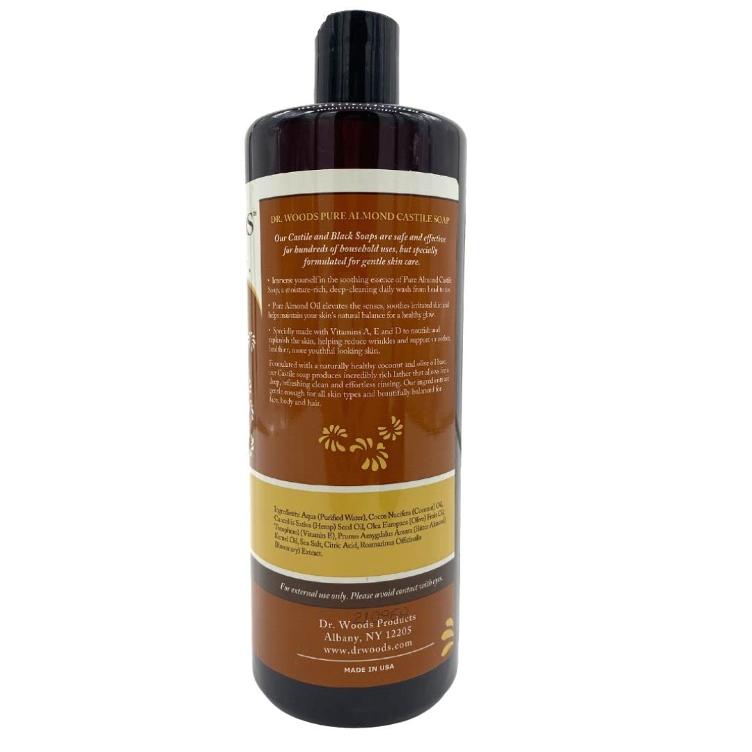 Dr. Woods label close-up with pump top highlighting ingredient transparency