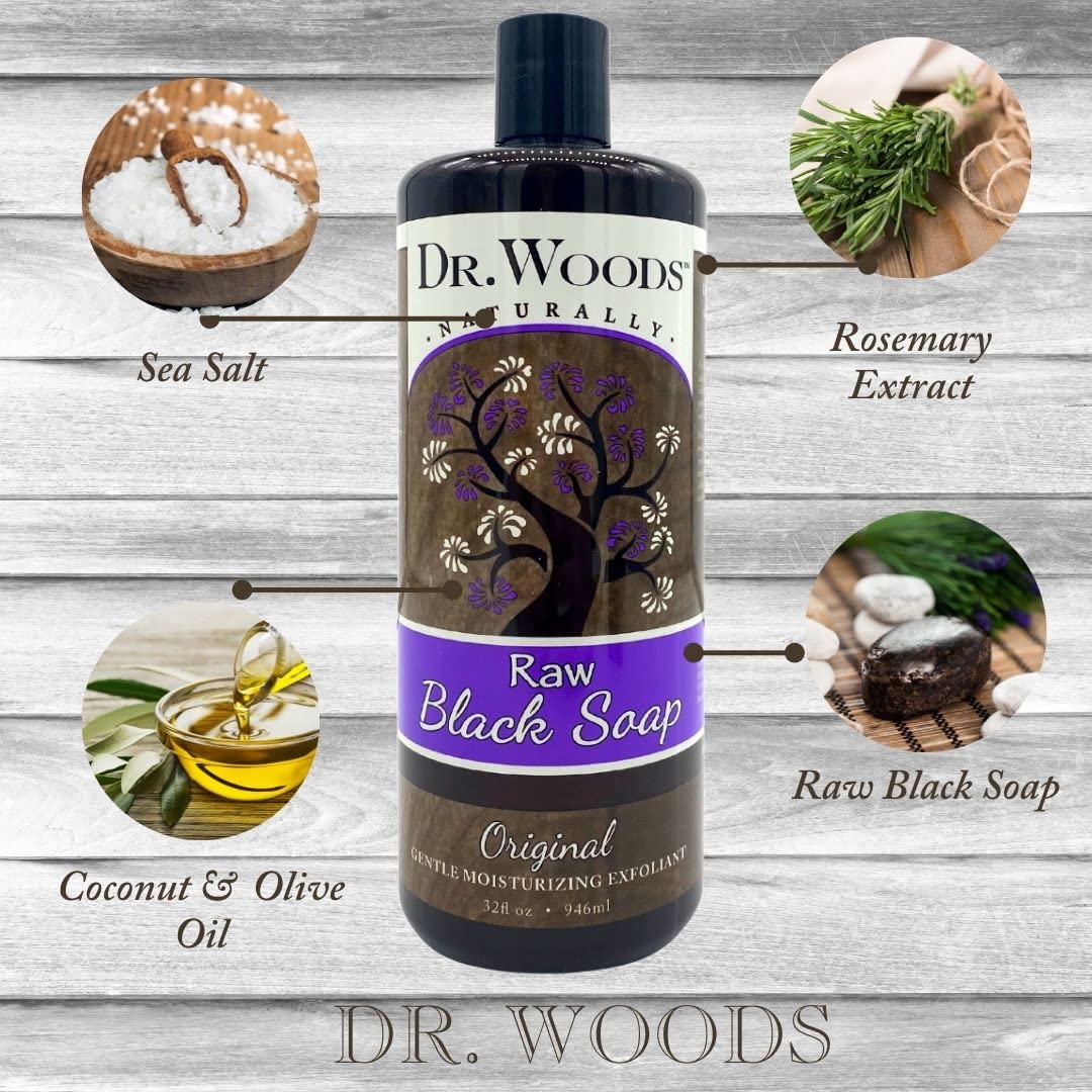 Dr. Woods in-shower use on loofah demonstrating effective cleansing