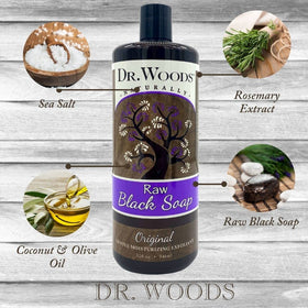 Dr. Woods in-shower use on loofah demonstrating effective cleansing