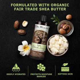 Dr. Woods natural ingredients display with shea butter and papaya to show nourishing benefits